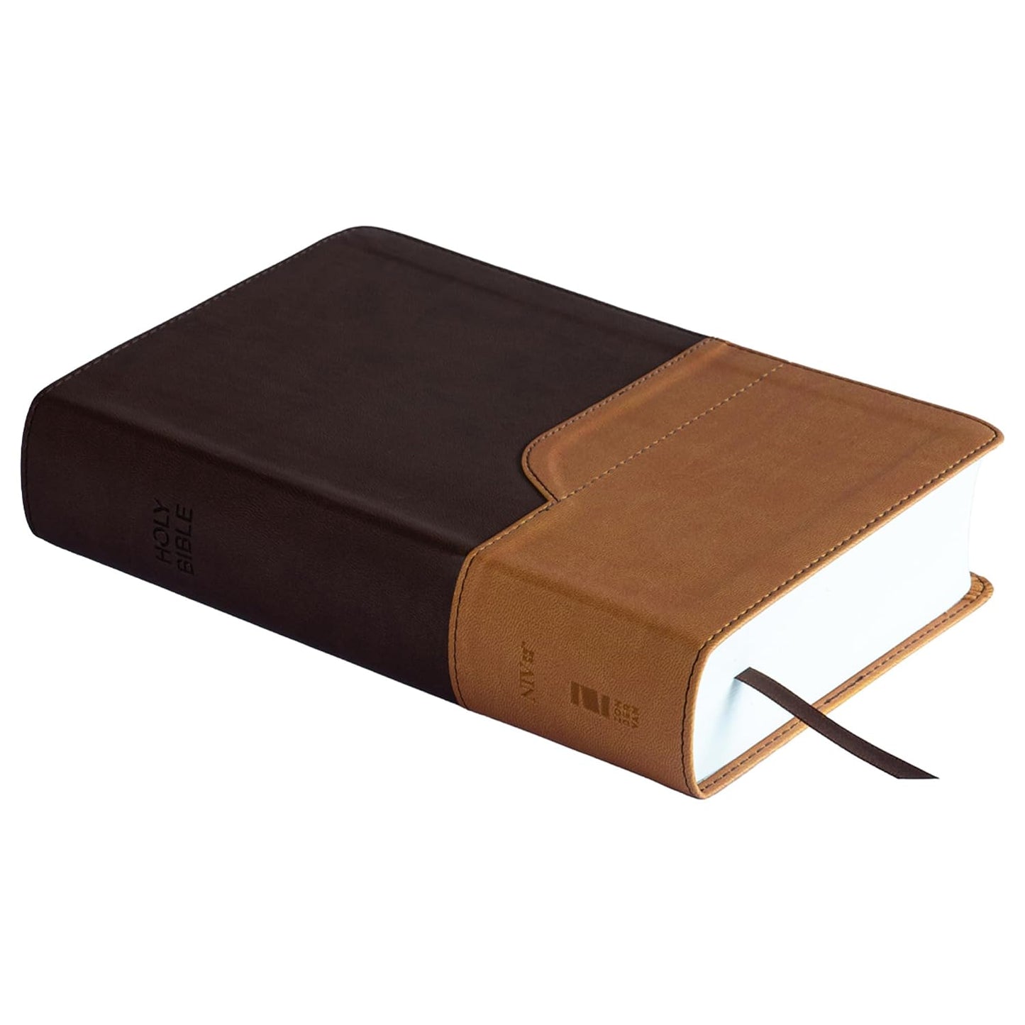 NIV Large Print Chocolate/Amber Leather Soft