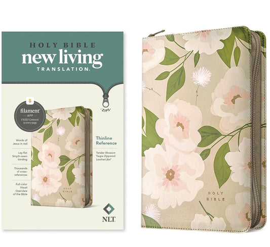 NLT Thinline Reference Zipper Bible, Filament Enabled (LeatherLike, Tender Bloss