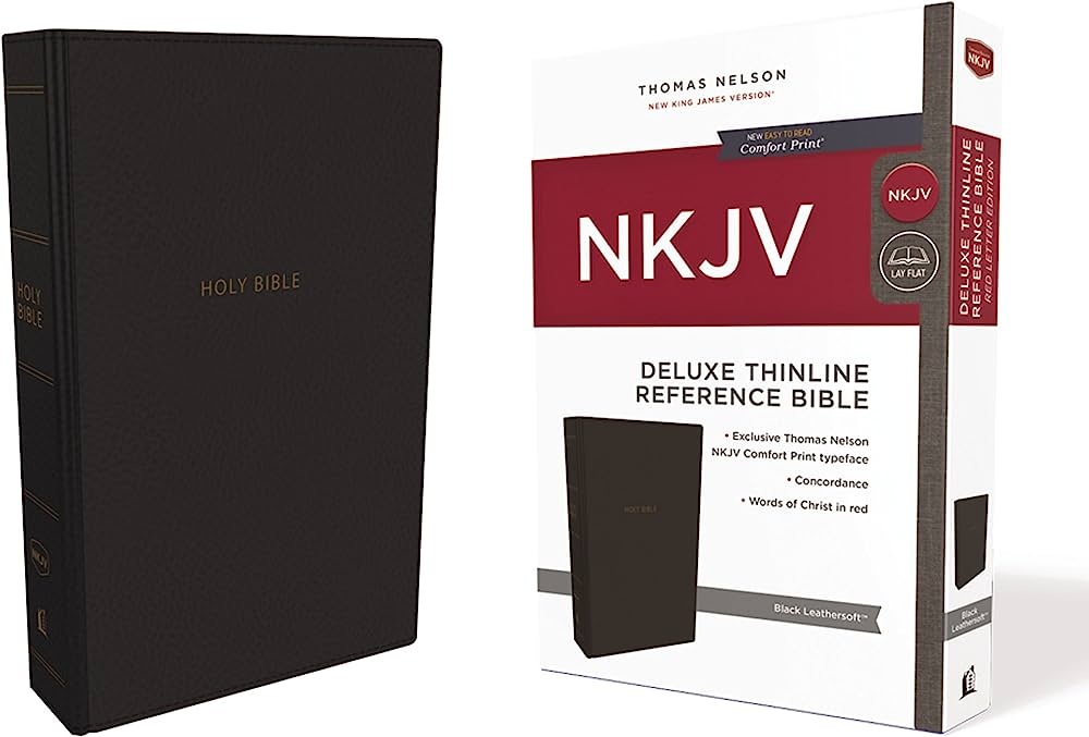NKJV Bible Delux Thinline Ref Black Lth/soft