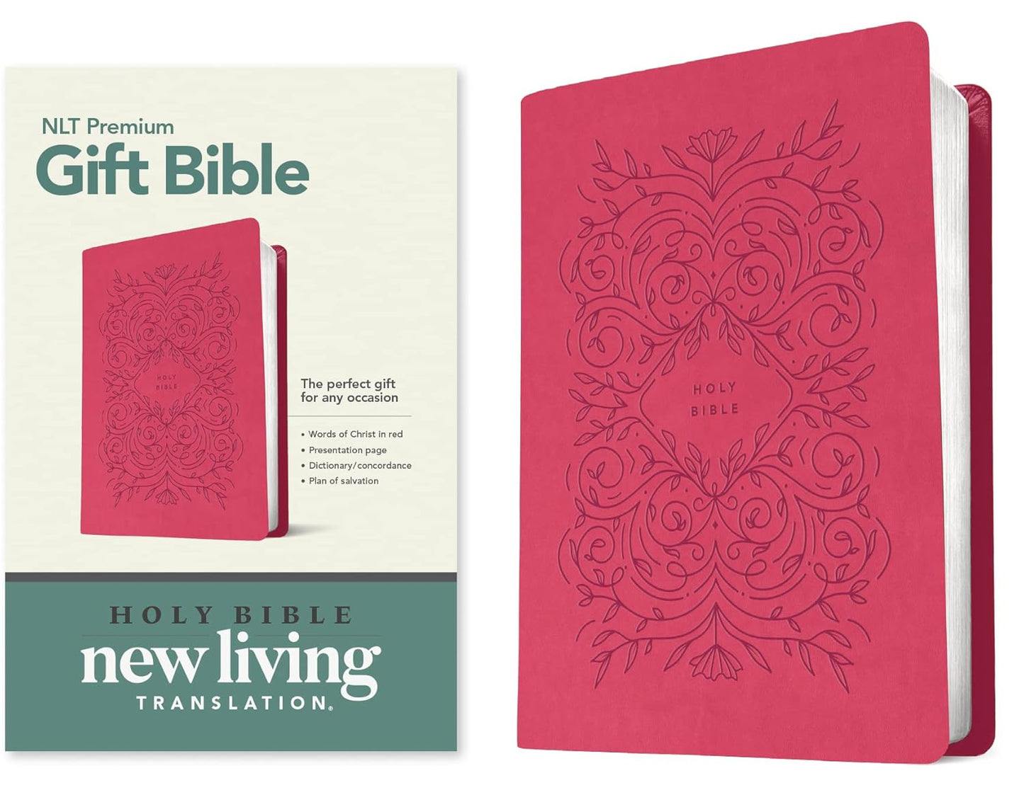 NLT Premium Gift Bible Very Berry Pink Vines I/L
