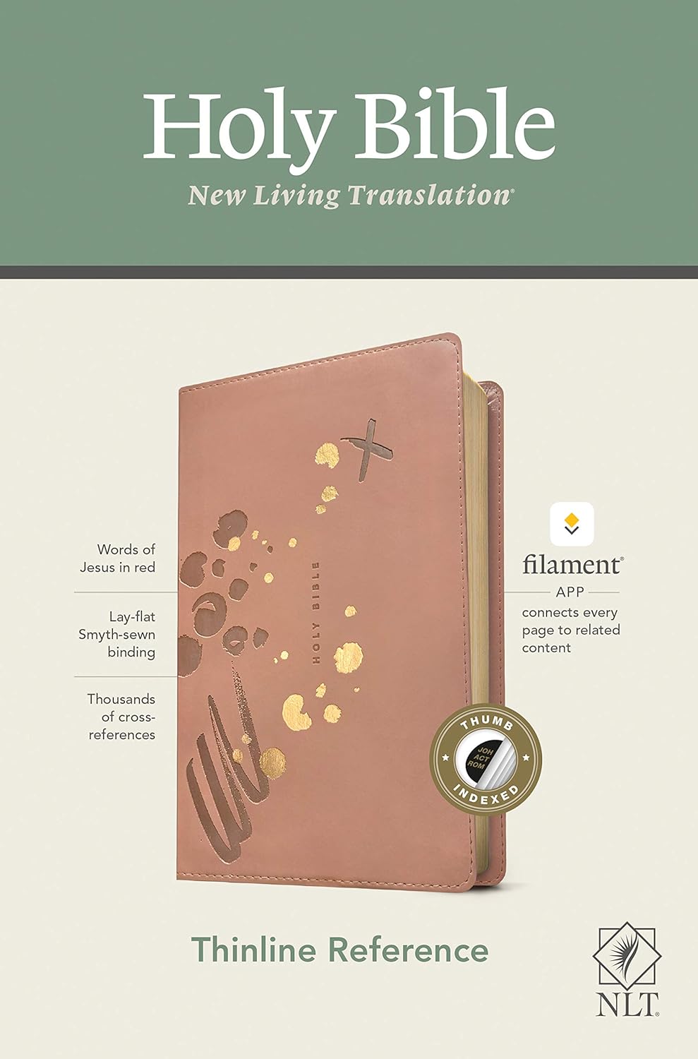 NLT Thinline Ref Bible Filament Enabled Pink Indexed