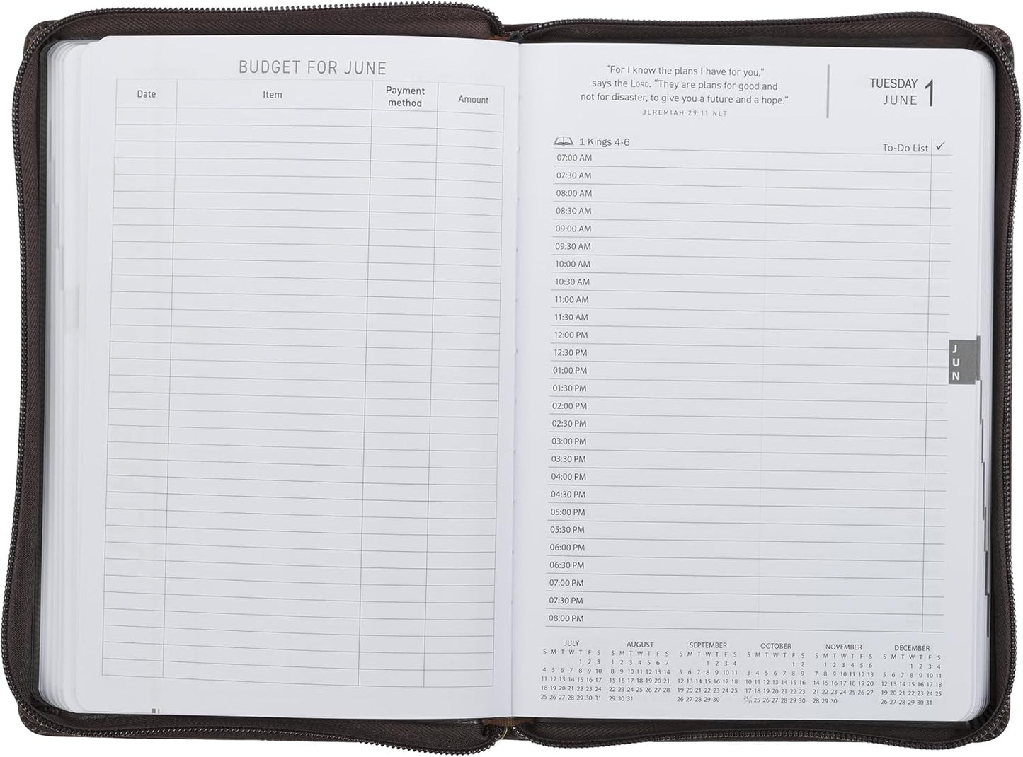 2027 A Man's Heart Plans His Way -  Brown Executive Planner w Zipper