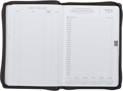 2027 A Man's Heart Plans His Way -  Brown Executive Planner w Zipper
