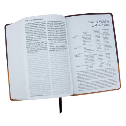 NIV Large Print Chocolate/Amber Leather Soft