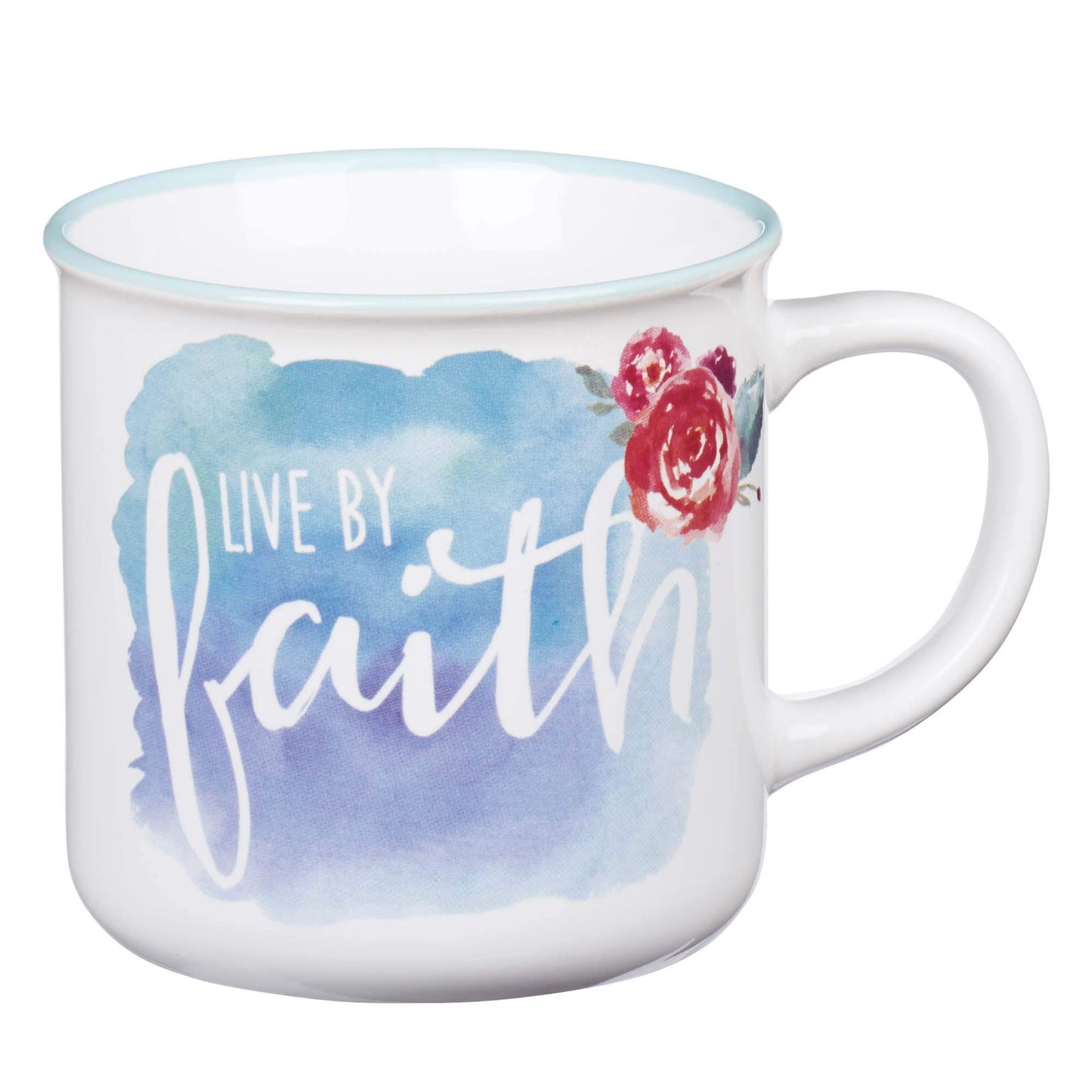 Mug Ceramic Live By Faith Aqua