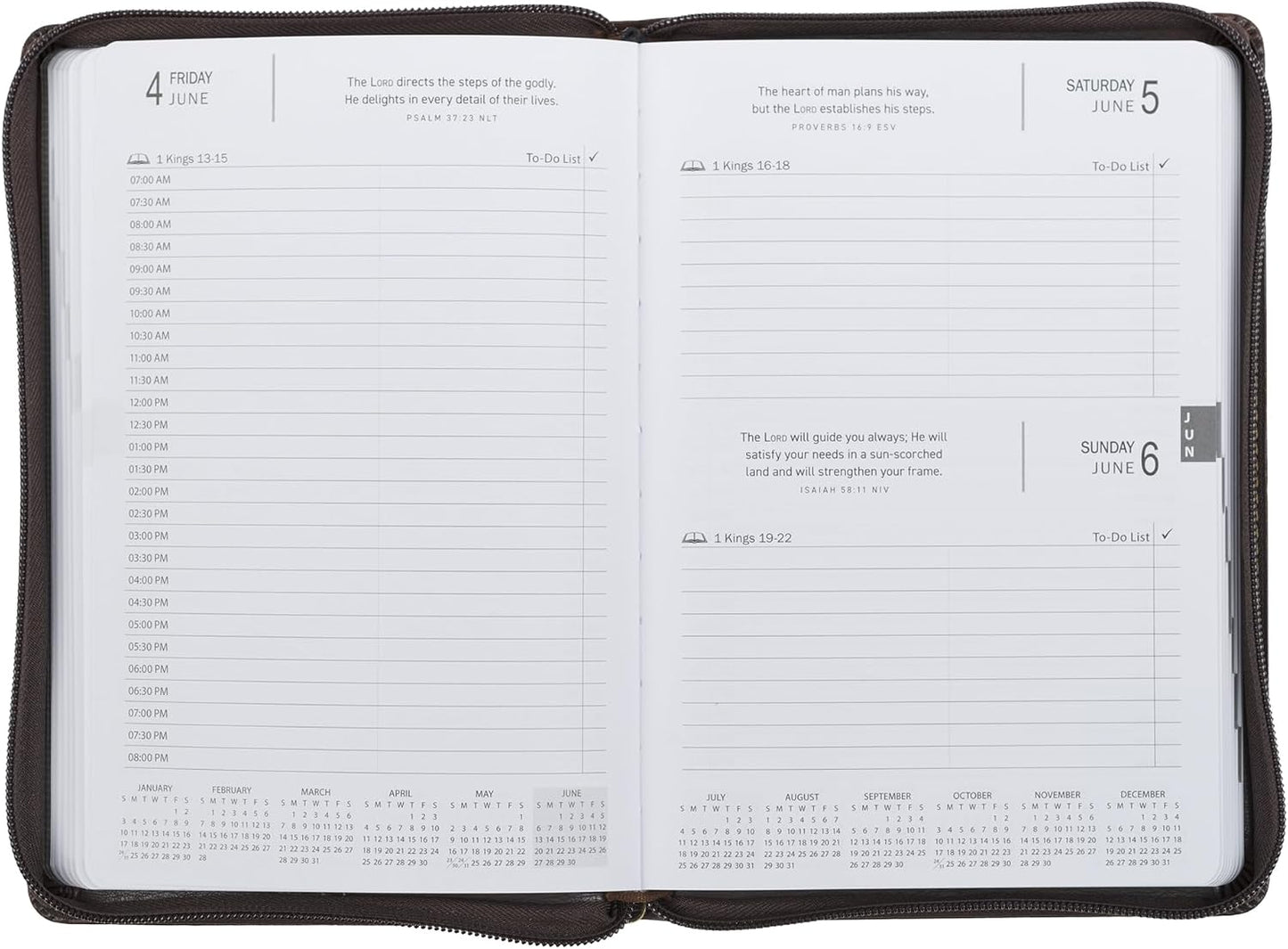 2027 A Man's Heart Plans His Way -  Brown Executive Planner w Zipper