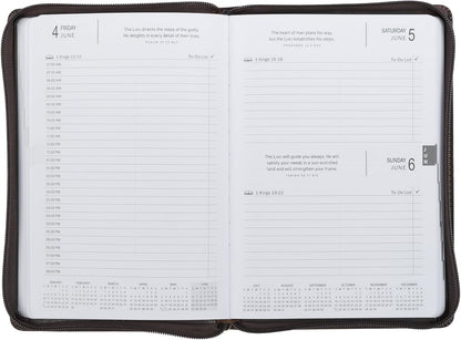 2027 A Man's Heart Plans His Way -  Brown Executive Planner w Zipper