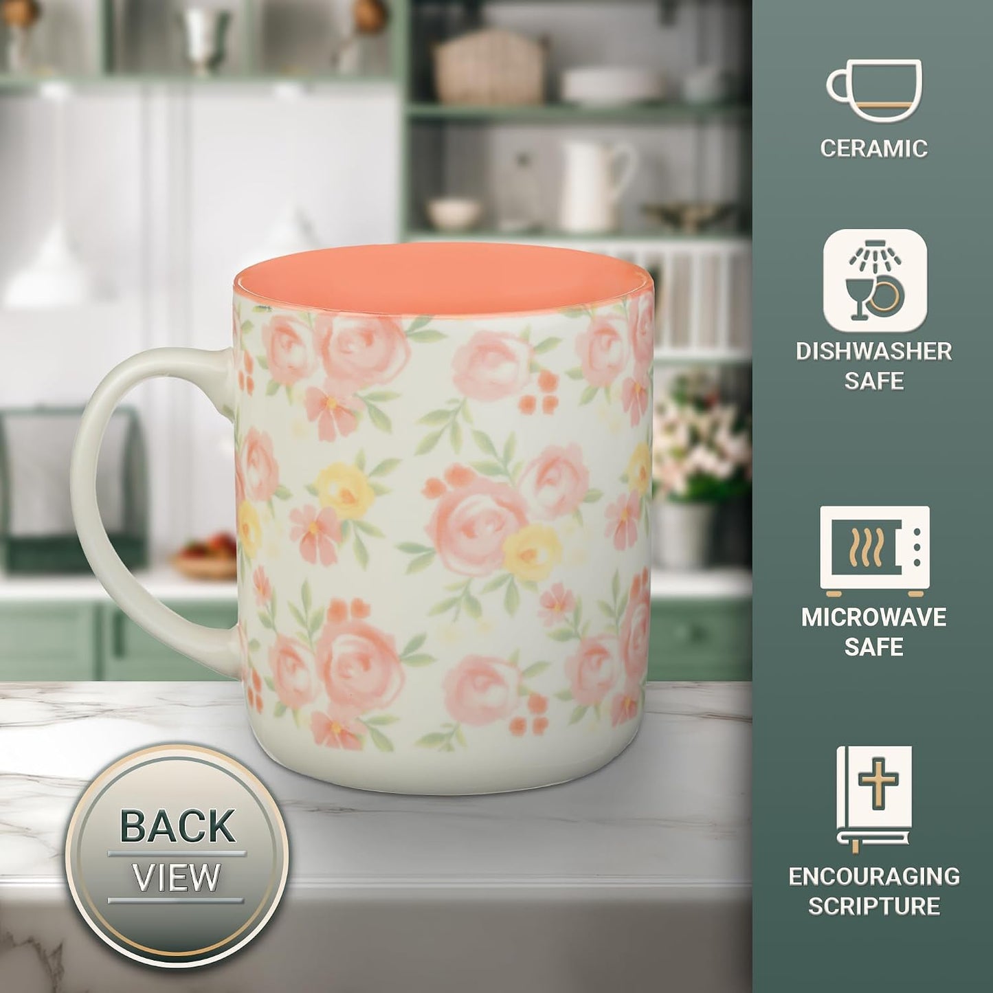 Ceramic Mug Trust in the Lord Proverbs 3:5 Floral Pink