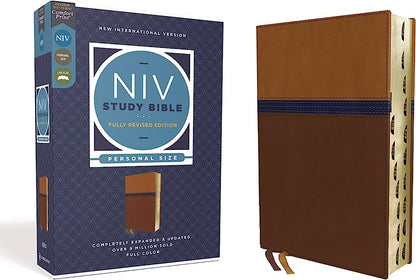 NIV  Bible Study Personal Index Red Lth/Soft Brown/Blue