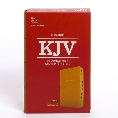 KJV Personal Size Giant Print Bible, Camel Suedesoft LeatherTouch, Indexed, Red