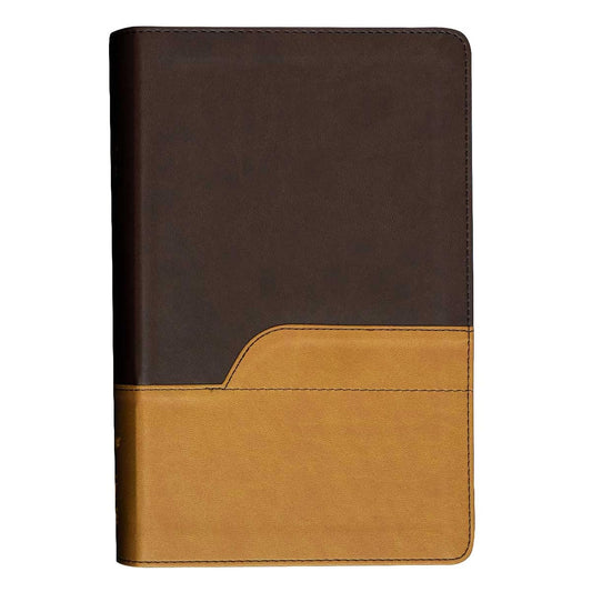 **NIV Large Print Chocolate/Amber Leather Soft