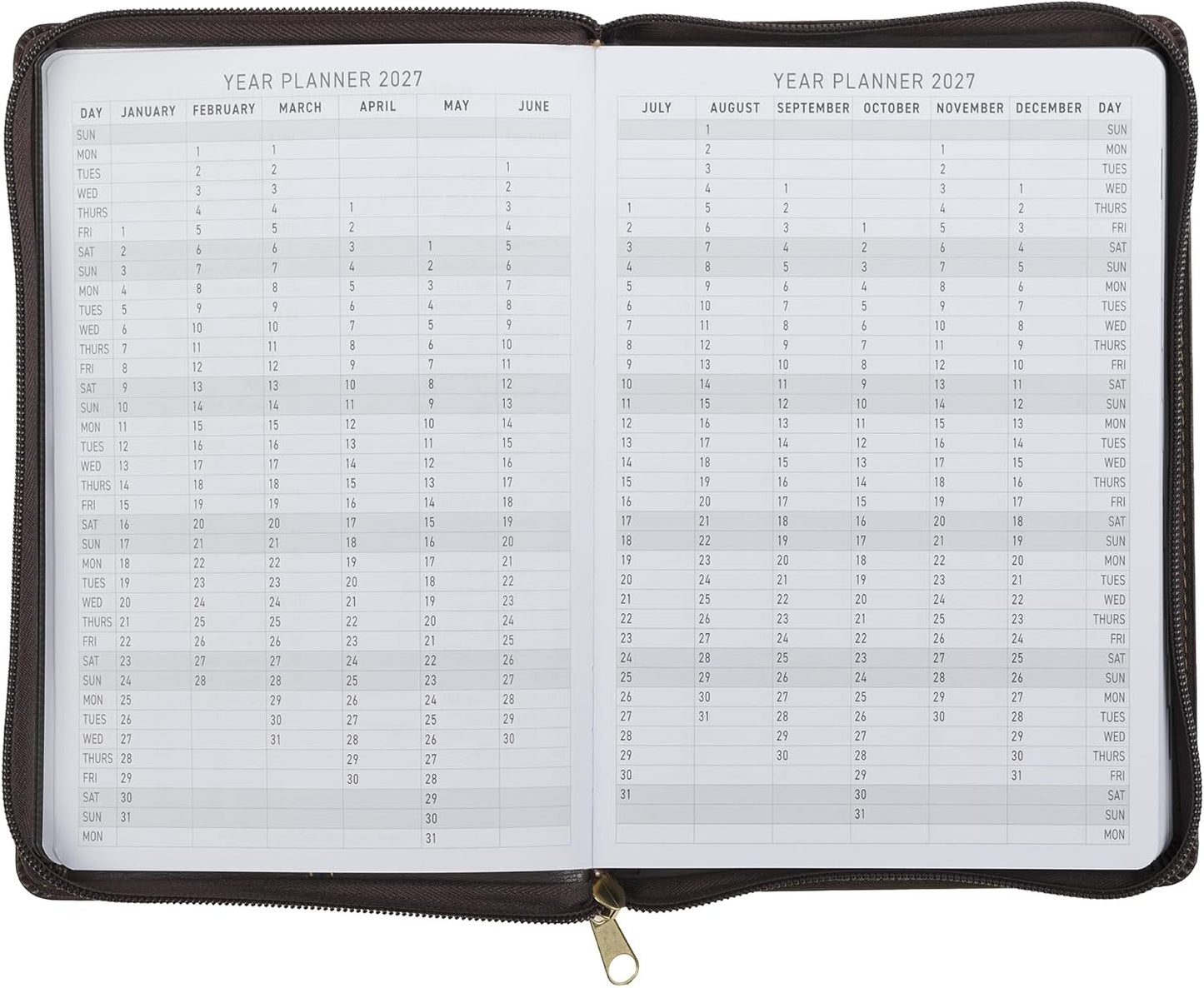 2027 A Man's Heart Plans His Way -  Brown Executive Planner w Zipper