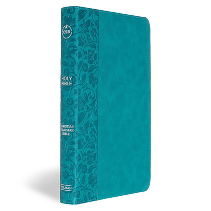 CSB Thinline Bible, Teal LeatherTouch, Red Letter, Presentation Page, Sewn Bindi