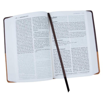 NIV Large Print Chocolate/Amber Leather Soft