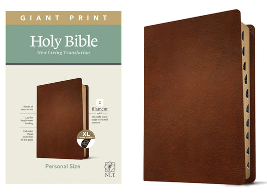 NLT  Bible Personal Size G/P Filament Enabled Brown Lthlike