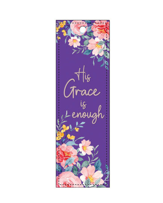 Bookmark Lux/Lth Purple Floral - His Grace is Enough