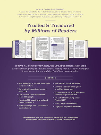 NKJV Life Applic Study Bible 3rd Ed L/P - Teal Leatherlike