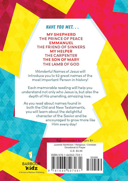 Wonderful Names of Jesus- 52 Devotions for Kids