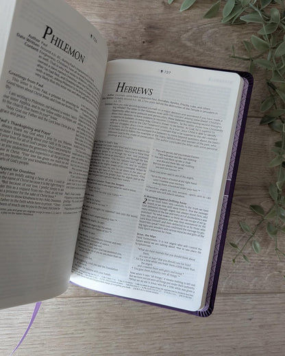 Premium Gift Bible NLT, Filament Enabled (LeatherLike, Purple Petals, Red Letter