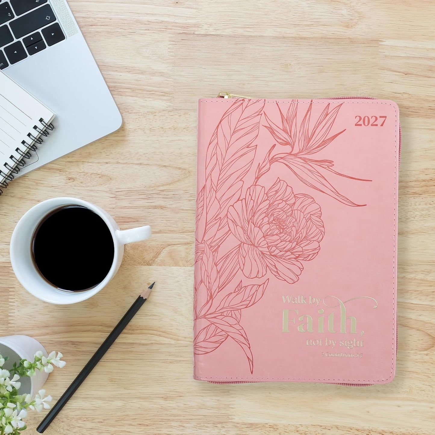 2027 Walk by Faith Pink Executive Planner with Zipper 2 ...