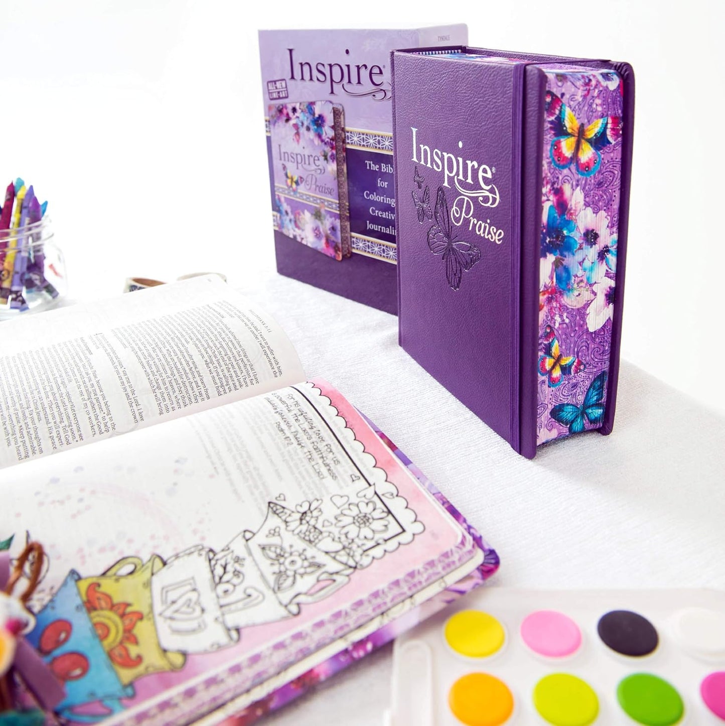 NLT Inspire Praise Bible Purple Garden Leatherlike