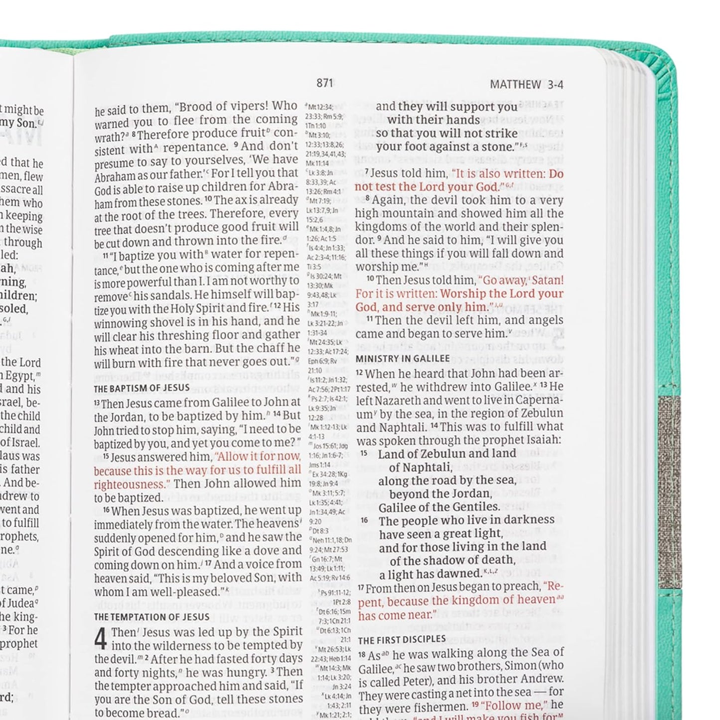 CSB Thinline Reference Bible, Mint/Gray LeatherTouch, Red Letter, Presentation P