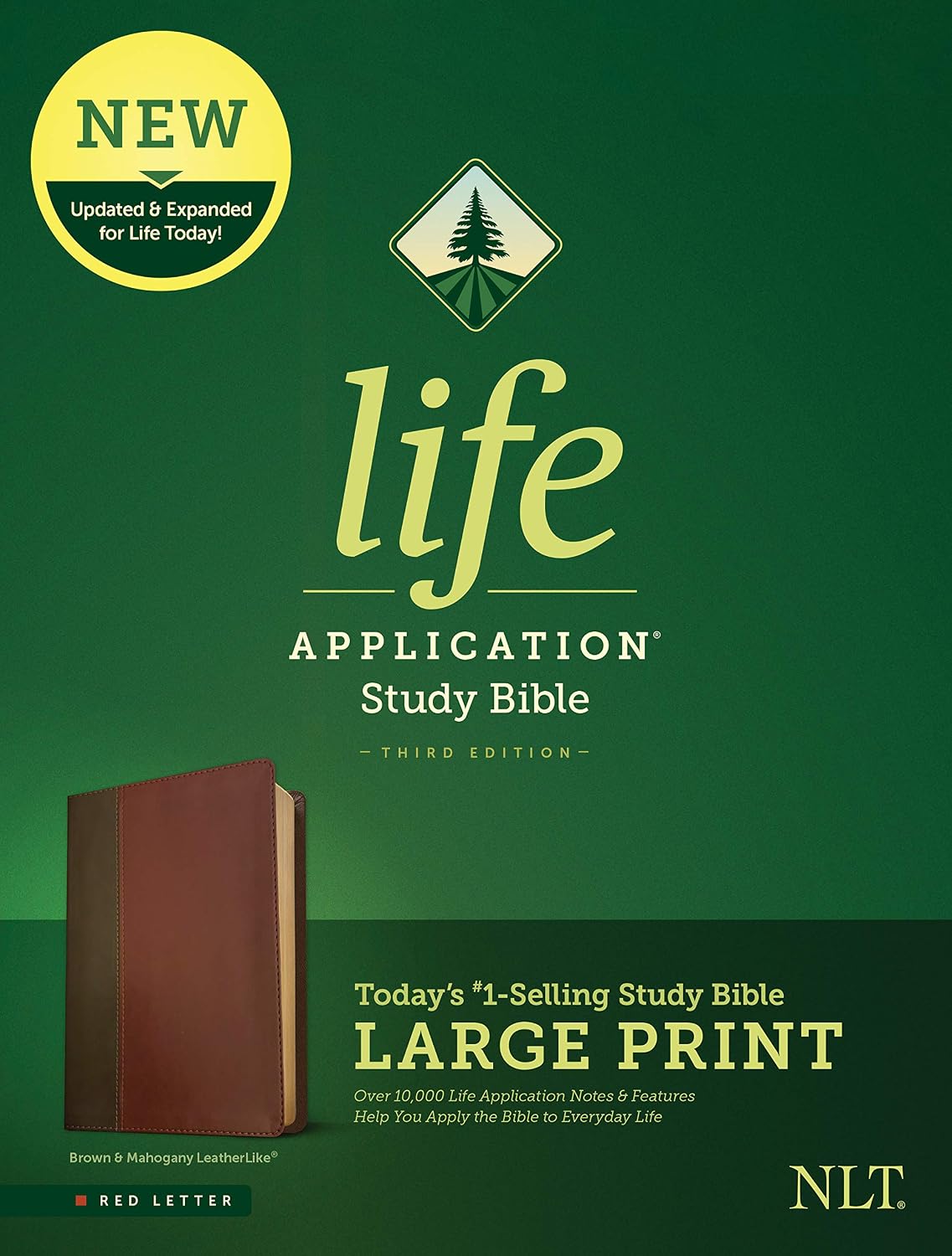 NLT Life Application 3rd Ed Lge Print Red let Brown