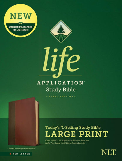 NLT Life Application 3rd Ed Lge Print Red let Brown
