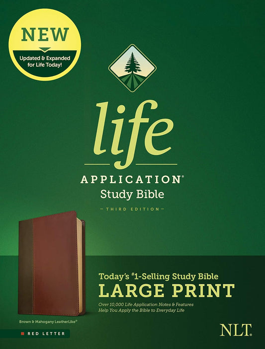 NLT Life Application 3rd Ed Lge Print Red let Brown