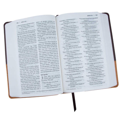 NIV Large Print Chocolate/Amber Leather Soft