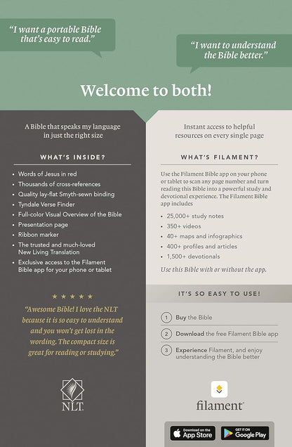 NLT  Bible Thinline Ref Filament Enabled Berry  Im/Lth