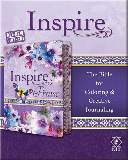 NLT Inspire Praise Bible Purple Garden Leatherlike