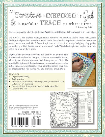 NLT  Bible Inspire Creative Journaling - Teal (boxed)