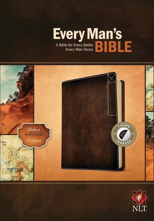 NLT  Everyman's Study Bible Dark Brown Luxleather- Thumb Index