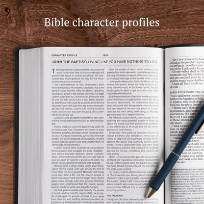 KJV Everyday Study Bible, Black Leathertouch: Black Letter, Study Notes, Illustr