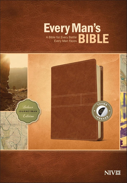 NIV  Everyman's Study Bible Brown LuxLeather - Thumb Index