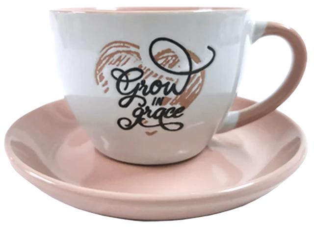 Cup and Saucer - Grow in Grace (Pink)
