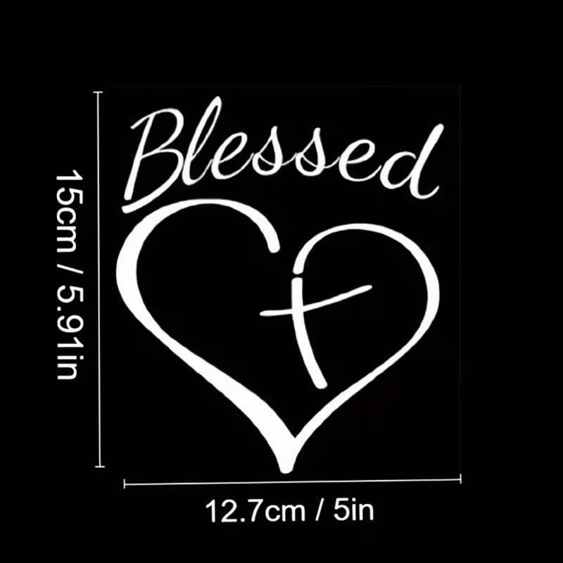 Auto Decal - Blessed Heart & Cross