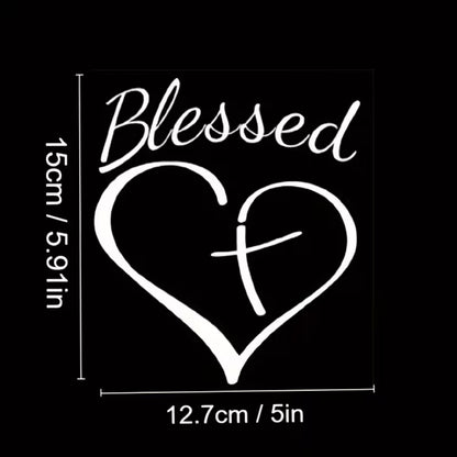Auto Decal - Blessed Heart & Cross