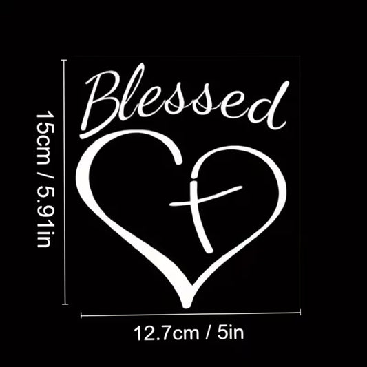 Auto Decal - Blessed Heart & Cross