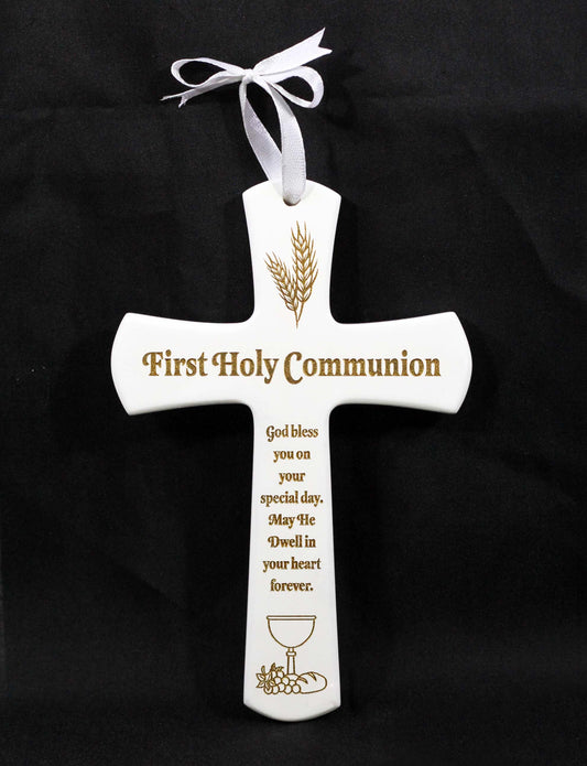 Cross Wood White - First Communion