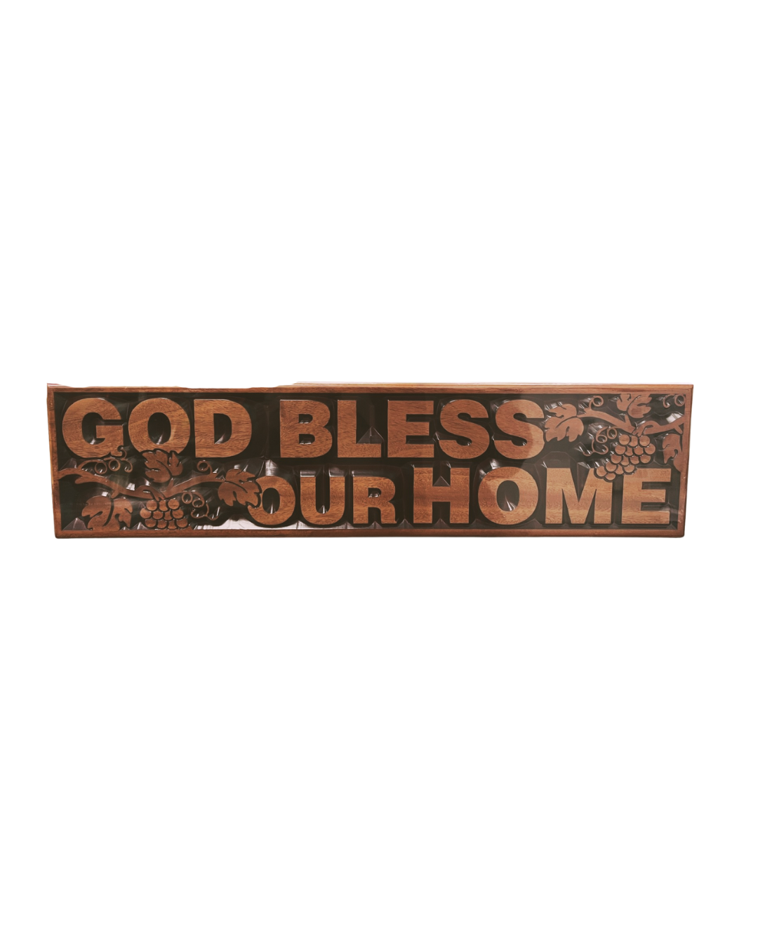 Plaque Mahogany - God Bless Our Home... 60X15Cm