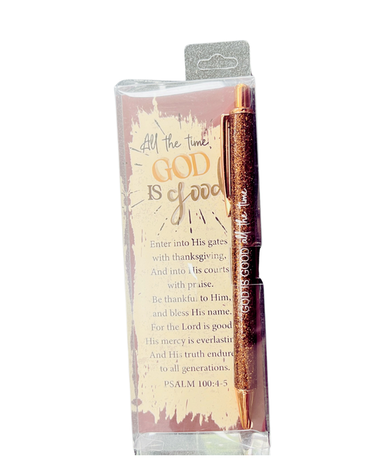 Gel Pen with Glitter and Bookmark Bronze - God Is Good