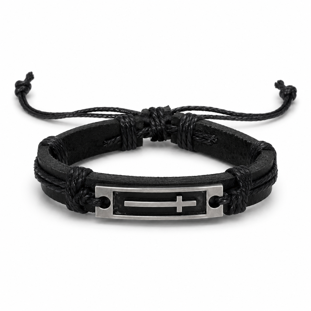 Wrist Band - Black with Cross - recessed