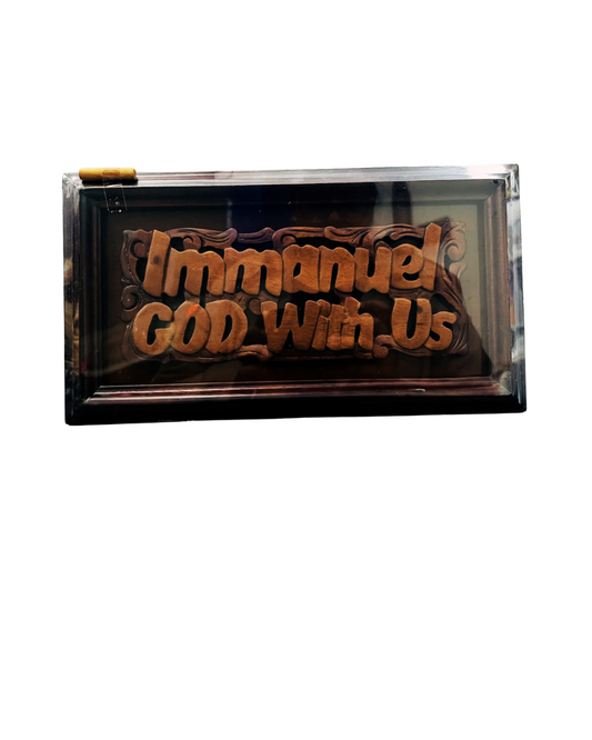 Mahogany Plaque - Immanuel God with Us (26 x 17cm)