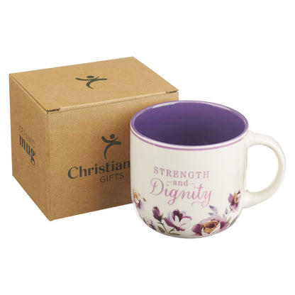 Mug Ceramic Strength and Dignity - Prov 31.25 - Purple