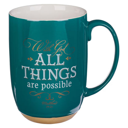 All Things are Possible Green Ceramic Coffee Mug
