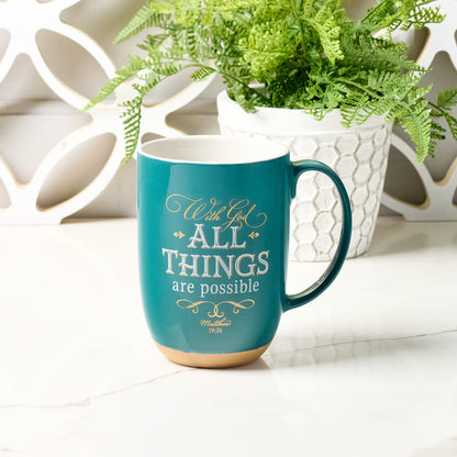 All Things are Possible Green Ceramic Coffee Mug