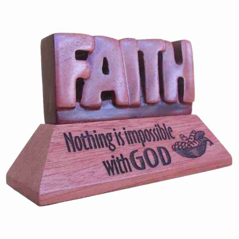 Desk Plaque Mahogany- Faith