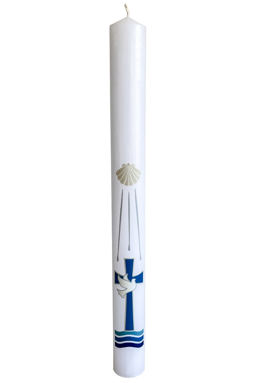 Baptism Candles Blue Cross - 30cmx2.8cm